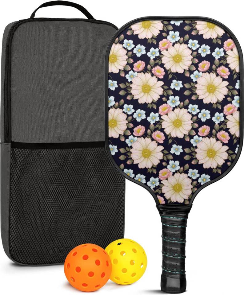 Pickleball Paddles Set Floral Fiberglass Rackets