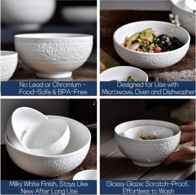 Shein Multi-Size White Ceramic Tableware Dinner Set