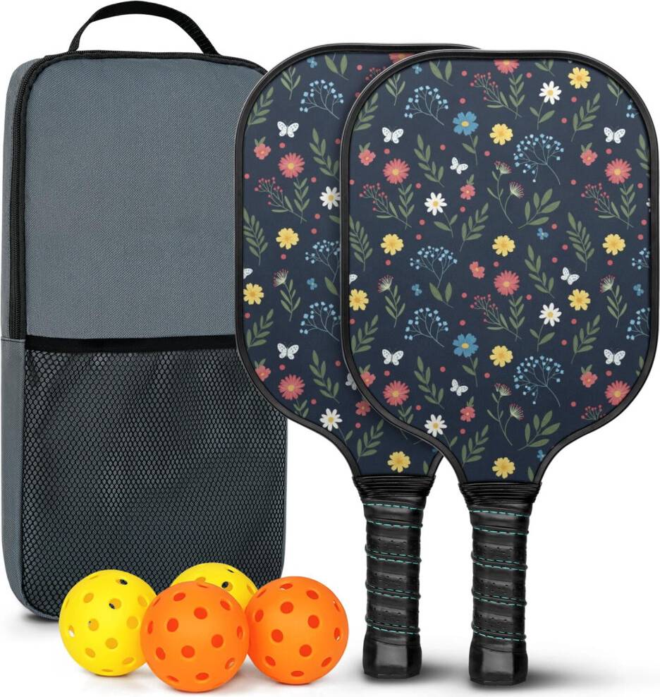 Pickleball set Pickleball Paddles Set Floral Fiberglass Rackets