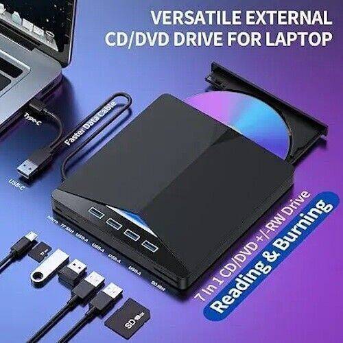 Cd rw 7 In1 External USB 3.0 DVD CD RW Writer Drive