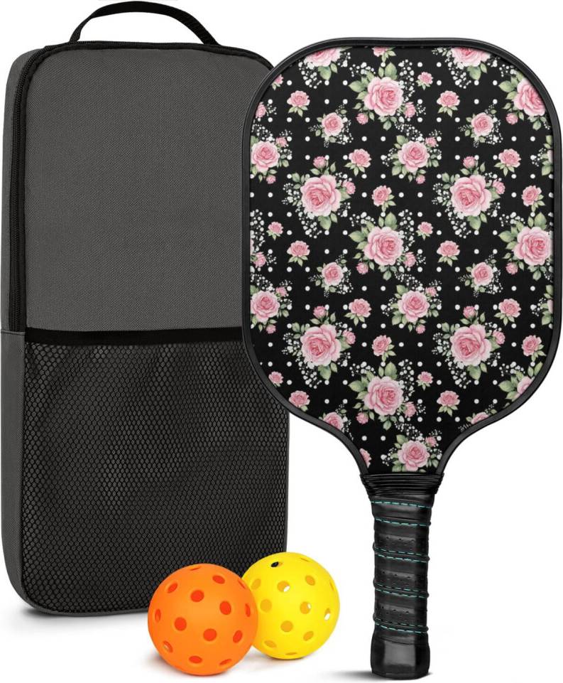 Pickleball Paddles Set Floral Fiberglass Rackets