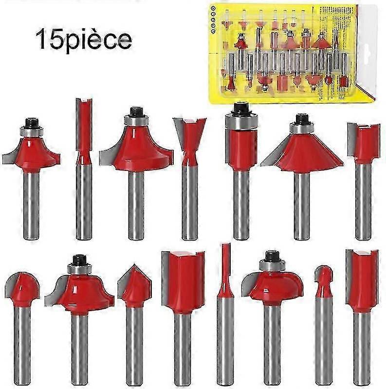 Kikidex 15pcs 6.35mm Shank Router Bits Kit