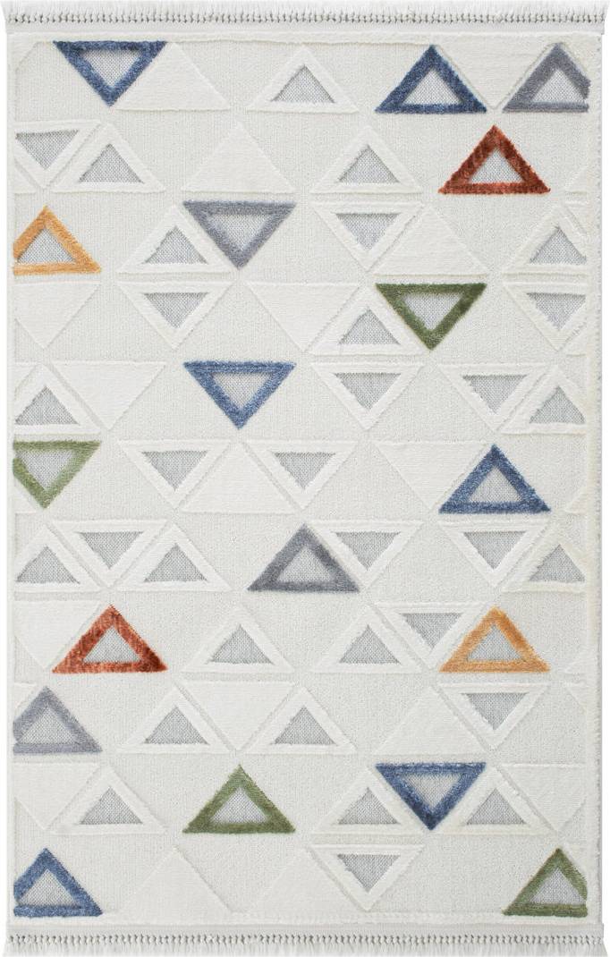 Ebern Designs Blue Geometric Scandi Area Rug Rectangle 3'3" x 6'7"