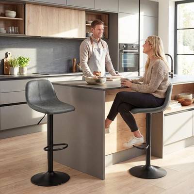 Homcom Modern Swivel Stools Set Of 2 Bar Stool 2pcs