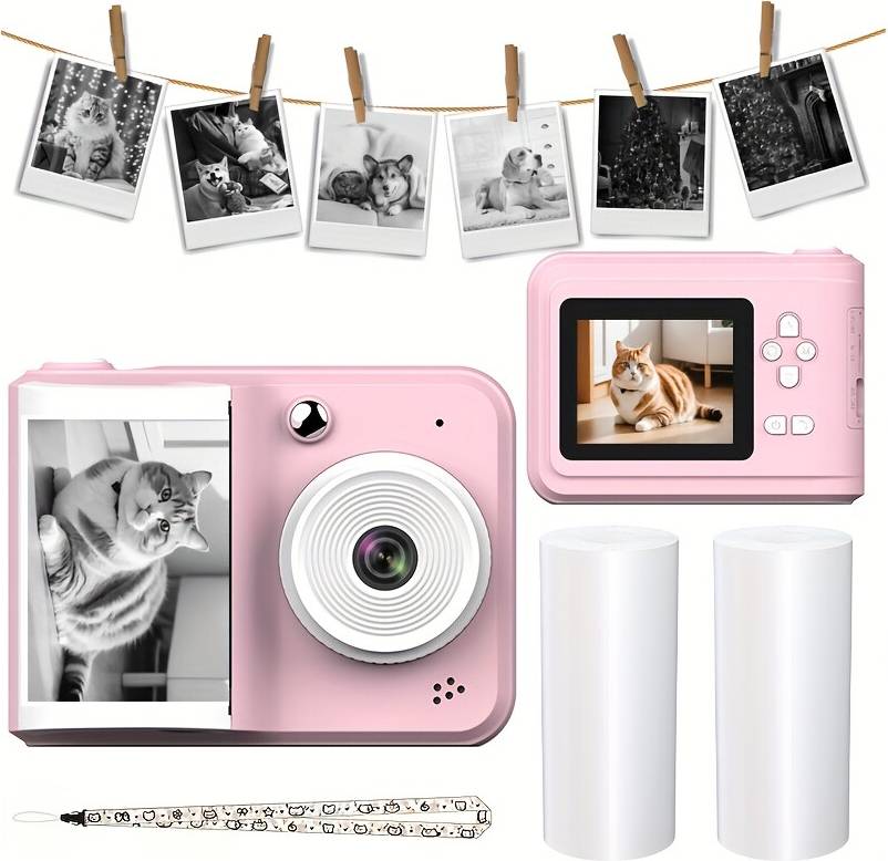 Pink 2 Rolls Paper Instant Print Camera