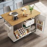 White kitchen island Matteo Modern White Kitchen Island Multifunctional Storage Dining Table