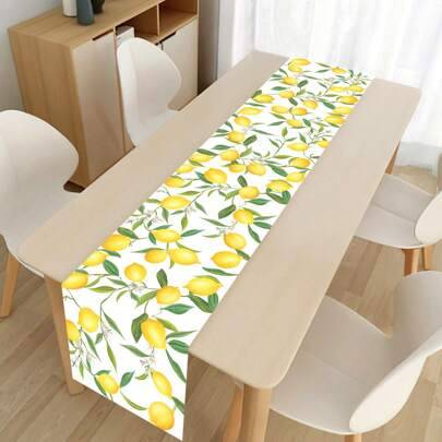 Shein Lemon Leaf Pattern Table Runner Tablecloths Tablecloth