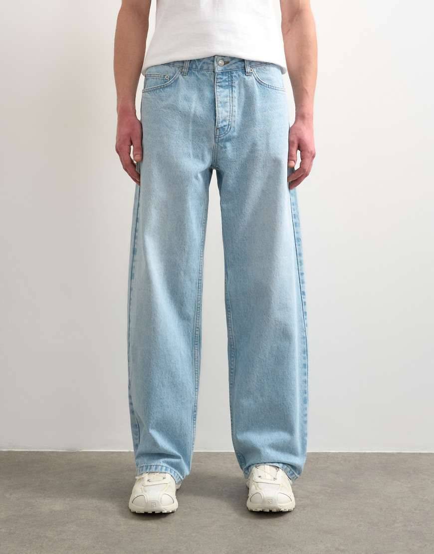 Topman Circular Design Rigid Baggy Jean - Blue