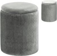 Homcom Ottoman Modern Velvet Round Foot Stool Storage Bench