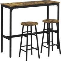 Homcom 3 Piece Bar Table with 2 Stools Dining Set