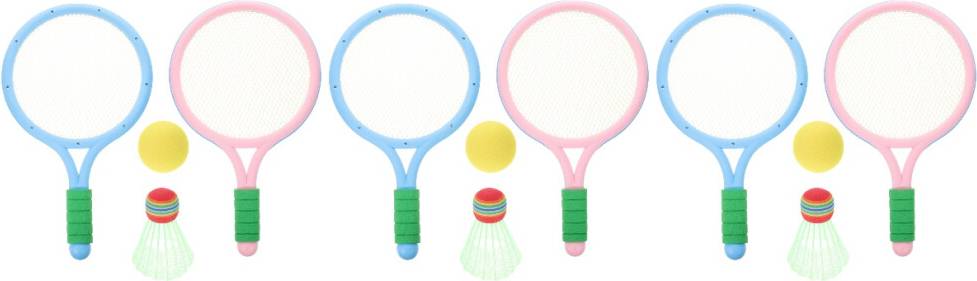 VILLCASE 3Sets Kids Badminton Set Portable Plastic Rackets