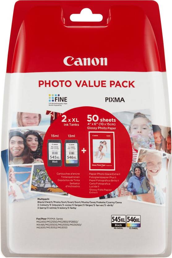 Canon Genuine Ink Cartridges Photo Paper Value Pack