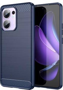 Oppo Reno13 F TPU Borstat Kolfiber Blå