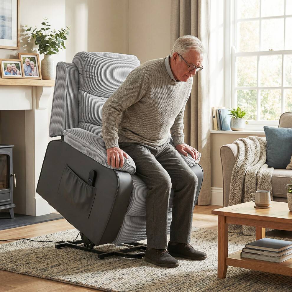 Homcom Power Lift Riser Recliner Chair Light Grey Armchair