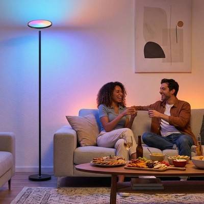 Homcom Uplighter with Rgb Light Black Floor Lamp