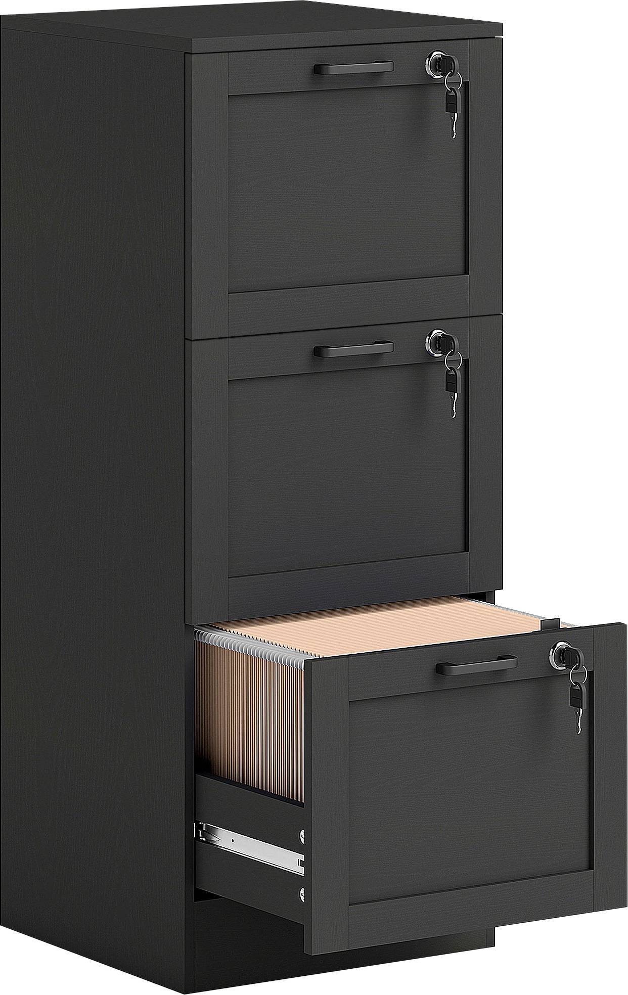 Homcom 3-Drawer Filing Black Storage Cabinet