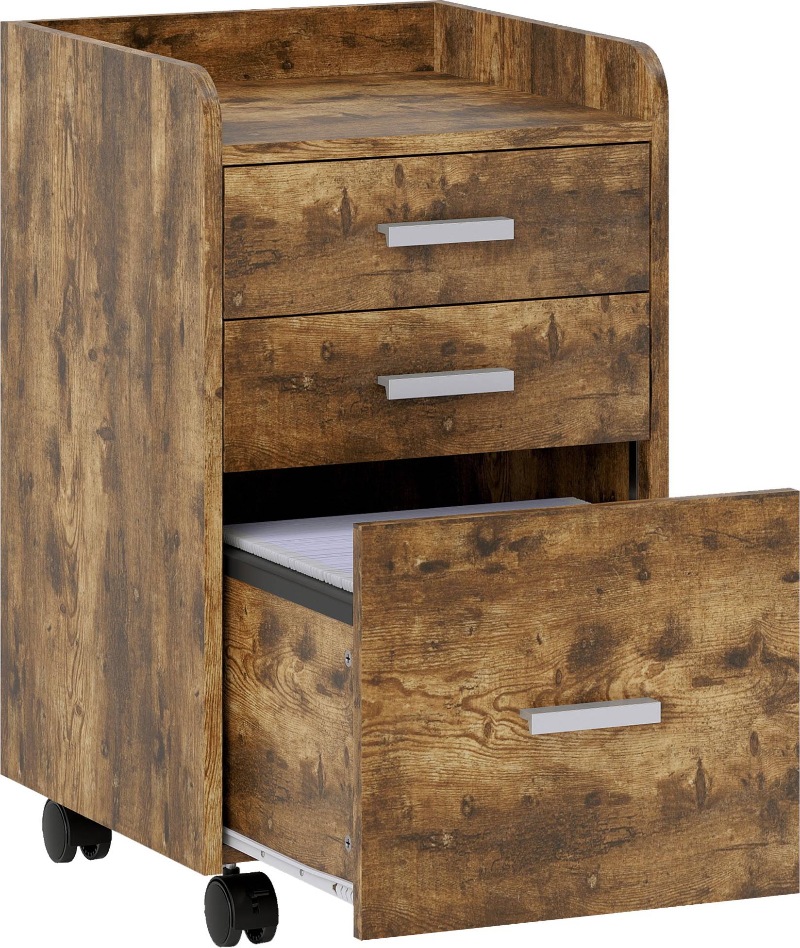3 drawer filing cabinet Homcom 3 Drawer Filing Rustic Brown Storage Cabinet