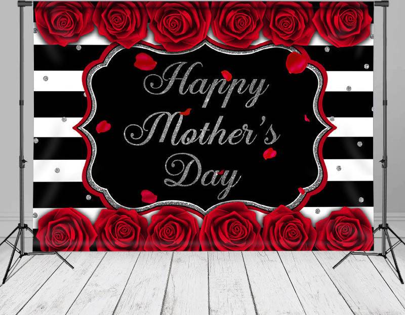 Red roses Red Roses Black White Stripe Backdrop