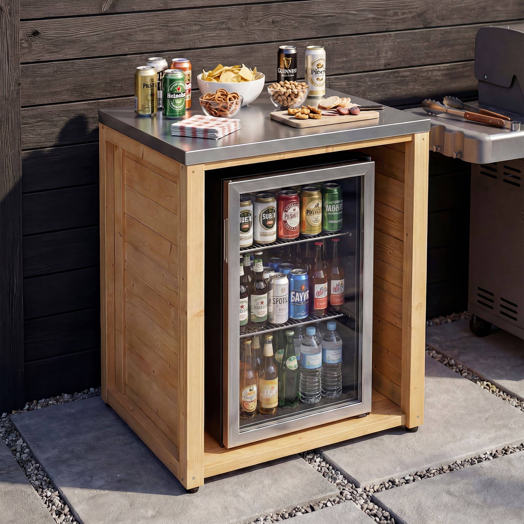 Modular outdoor kitchen FAMAPY Modular Solid Cedar Outdoor Kitchen Cabinet