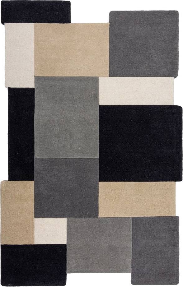 Flair Rugs Collage Modern Cut-Out Wool Rug Grey, Multicolour