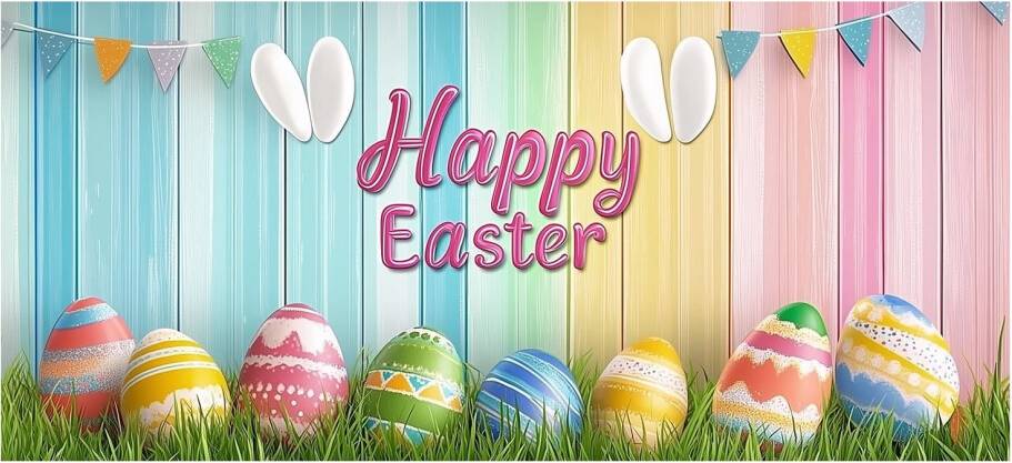 Easter Rabbit Colorful Eggs Spring Backdrop