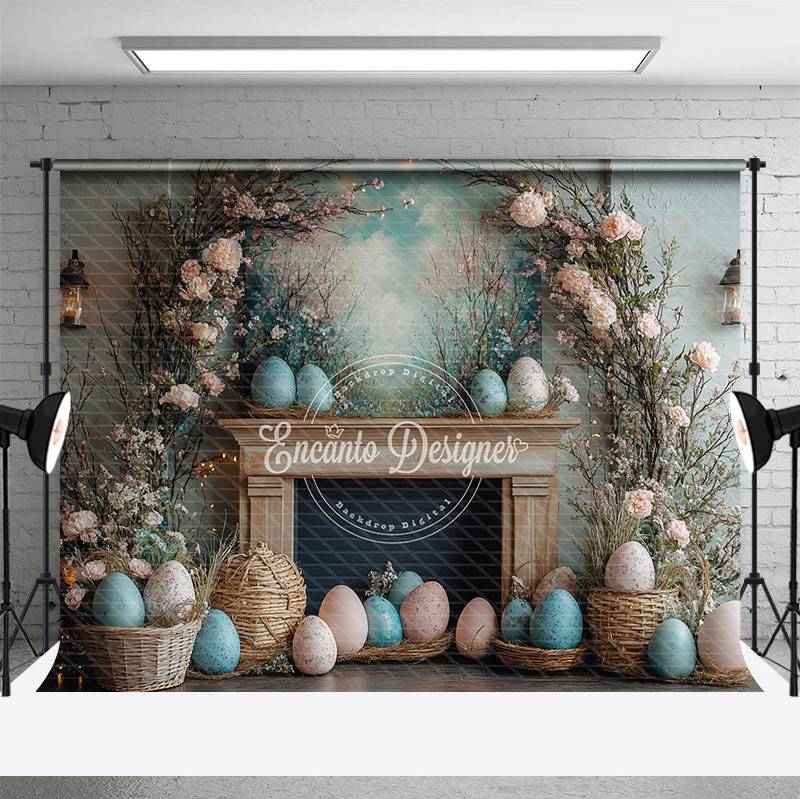 Fireplace mantel Rustic Easter Fireplace Mantel Backdrop