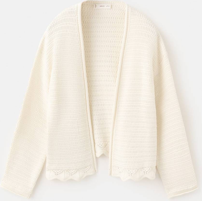 Mango Openwork Knit Cardigan - Cream