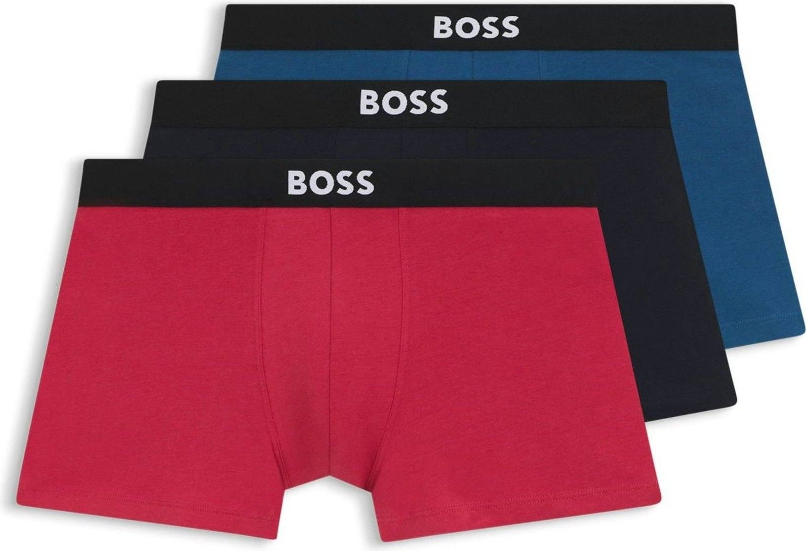 BOSS Blue One Logo Boxer Trunks 3 Pack - Rot
