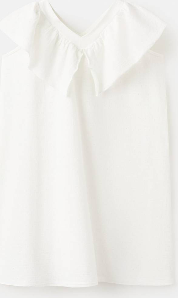 Mango Short Ruffled Dress - White