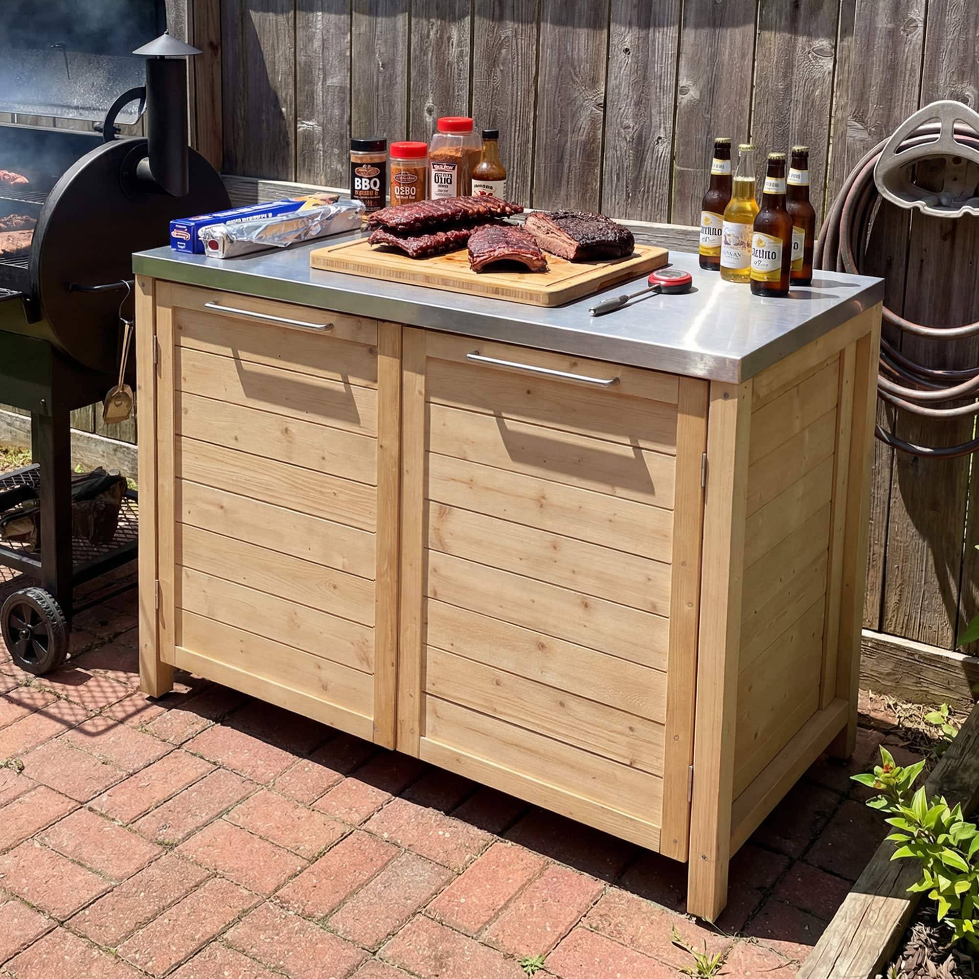 Modular outdoor kitchen FAMAPY Modular Solid Cedar Outdoor Kitchen Cabinet