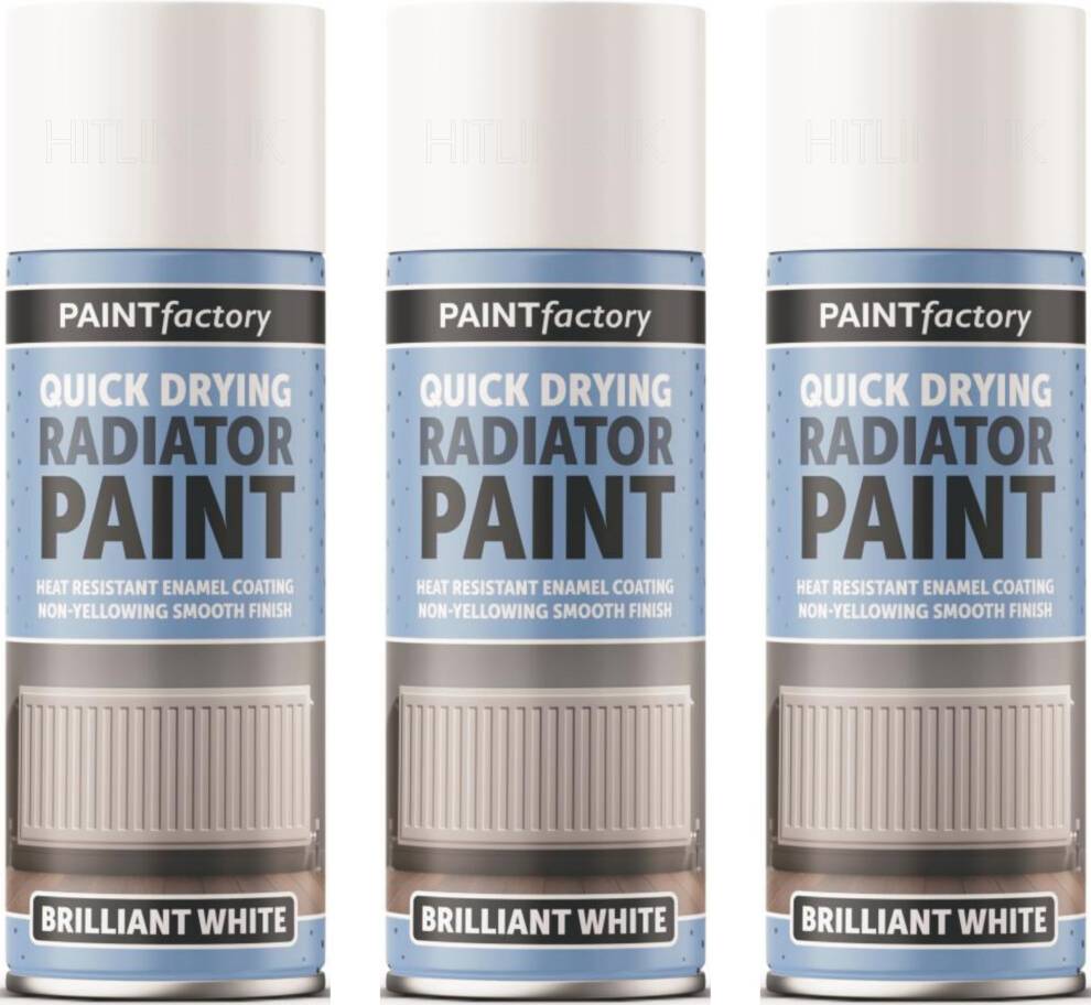 3 x 400ml Radiator Paint White Quick Drying