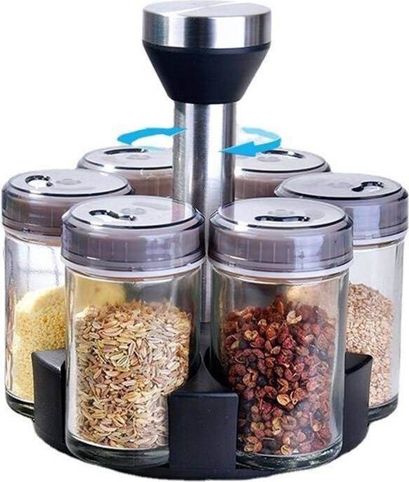 Spactz 6-Jar Revolving Spice Rack Organizer