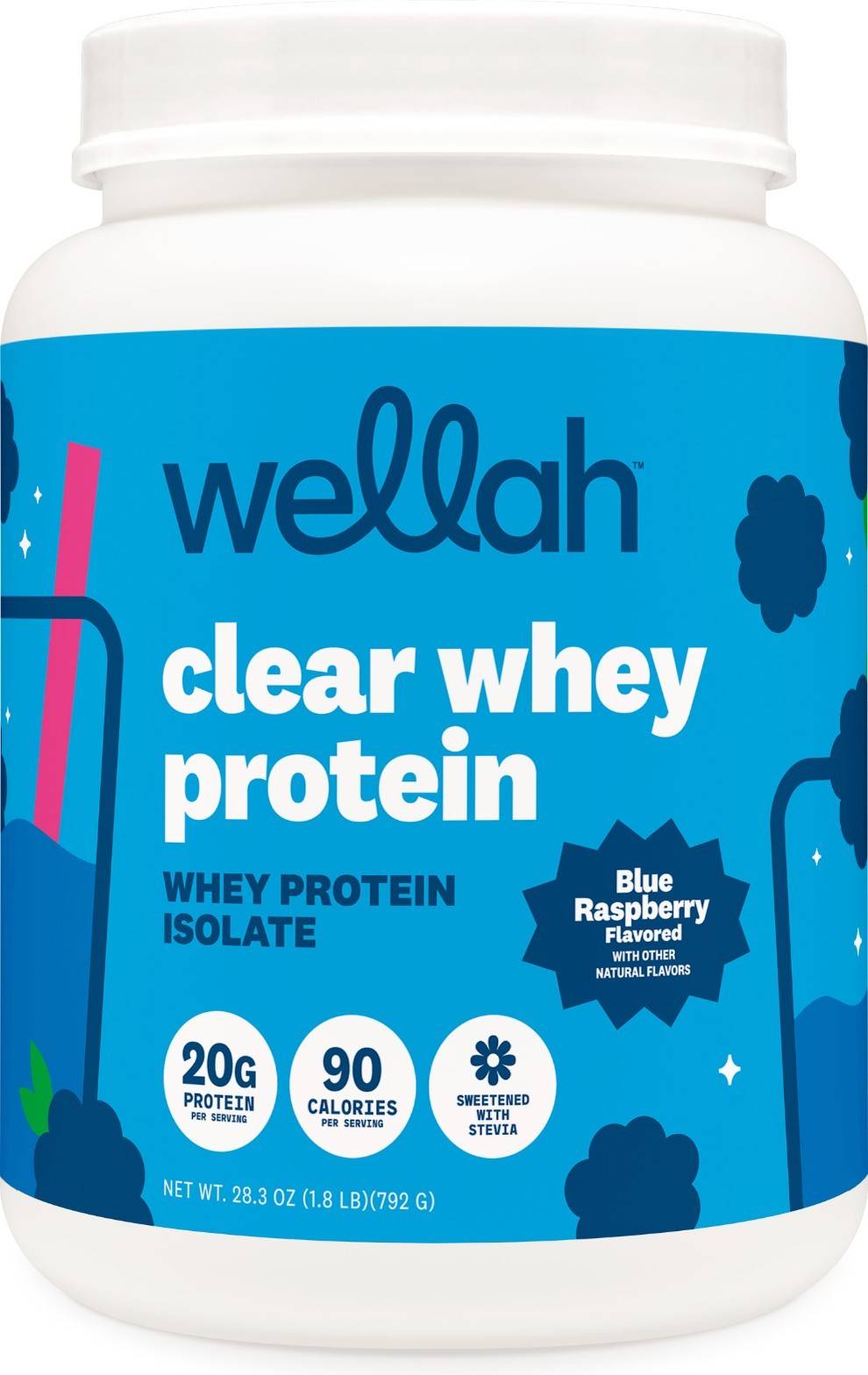 Clear whey protein Wellah Clear Whey Protein Isolate Powder Blue Raspberry 30 Servings
