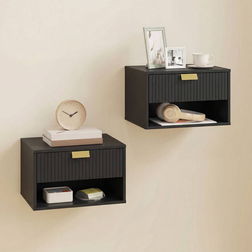 Homcom Floating Bedside Tables Bedside Table 2pcs
