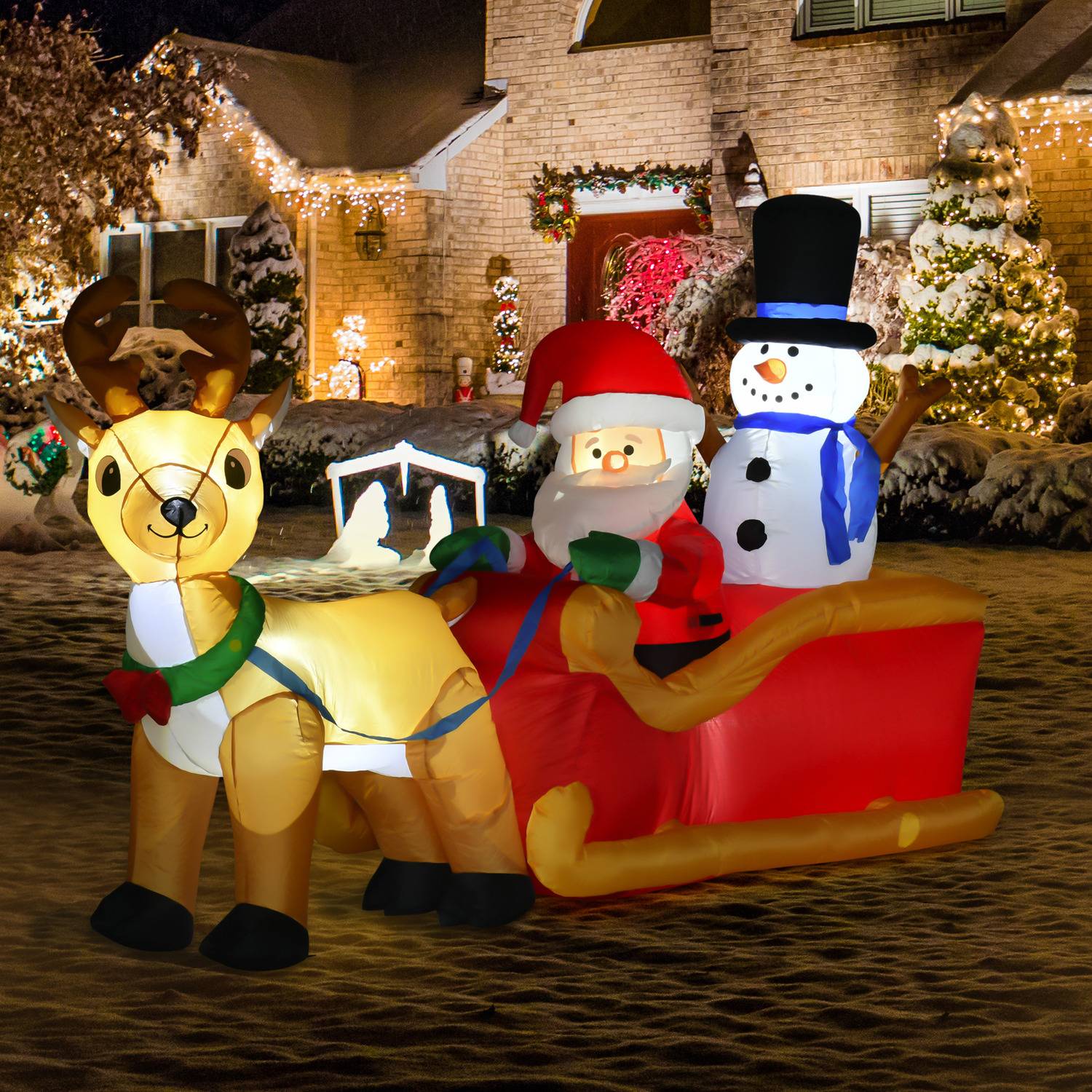 Homcom Christmas Inflatable Santa Claus 1.3m Red Yellow