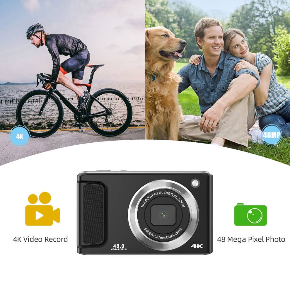 4K Digital Camera 48MP Dual Lens 2.8 Inch IPS Screen