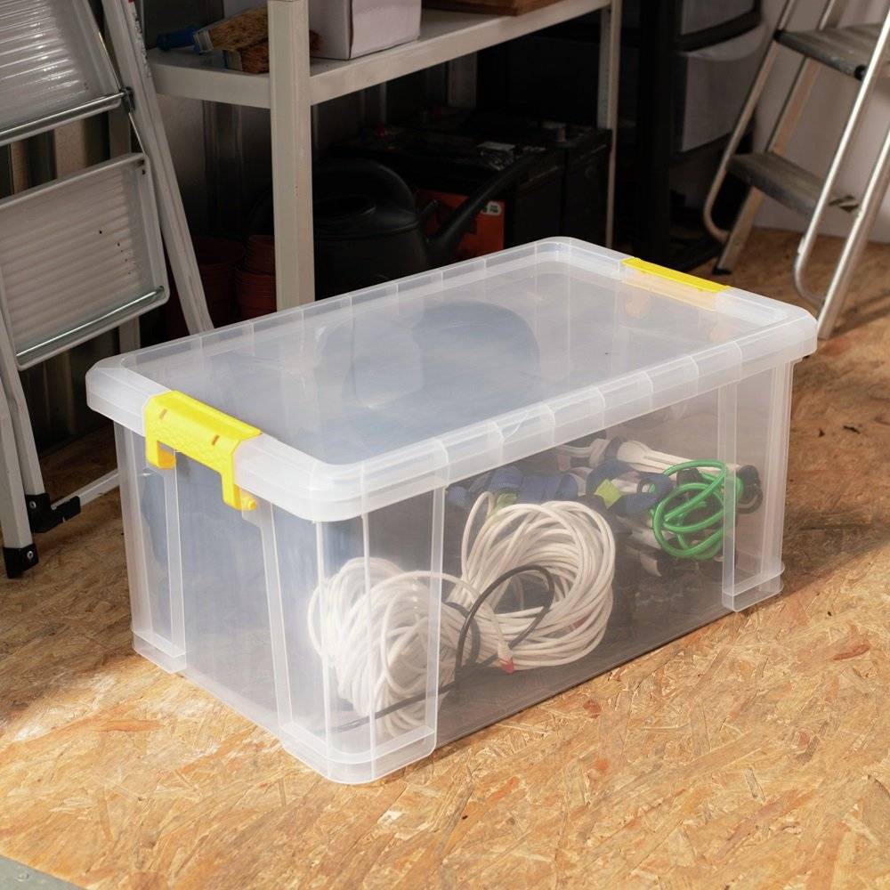 Strata Stackmaster 70 Litre Plastic Black Storage Box