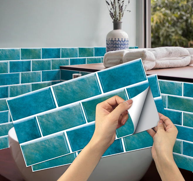 Blue kitchen tiles 6pcs Kitchen Tile Stickers Blue