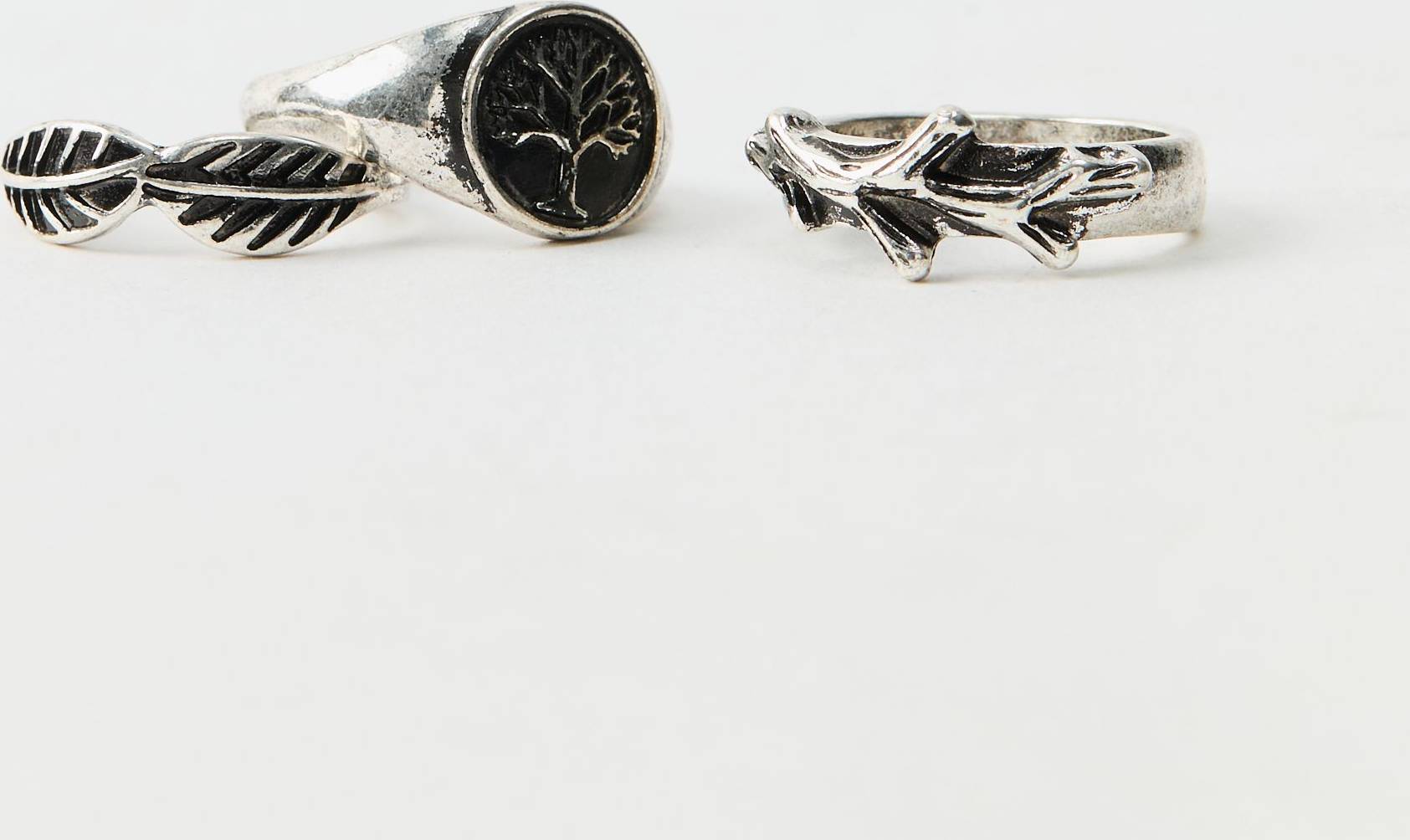boohooMAN 3 Pack Tree Rings - Silver