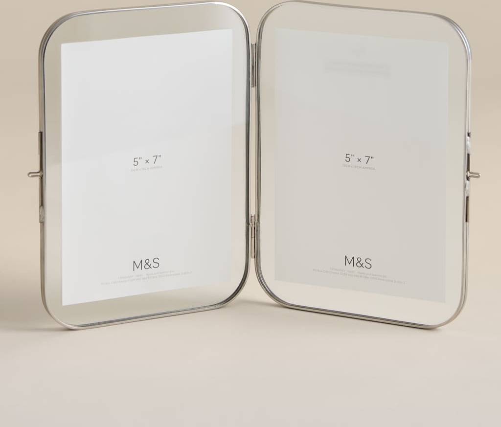 M&S Metal Rounded Double 5x7 Inch Chrome Photo Frame