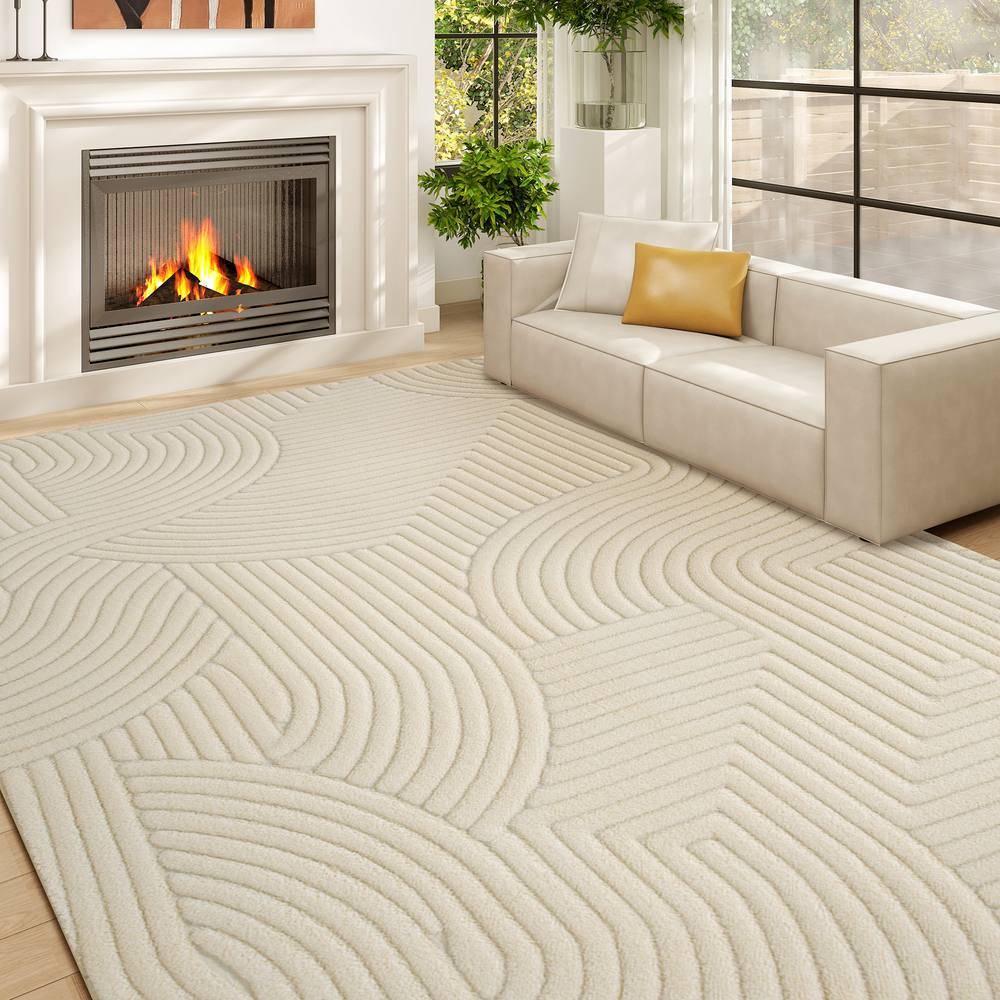 Homcom Geometric Rug 160 x 120 cm - Cream