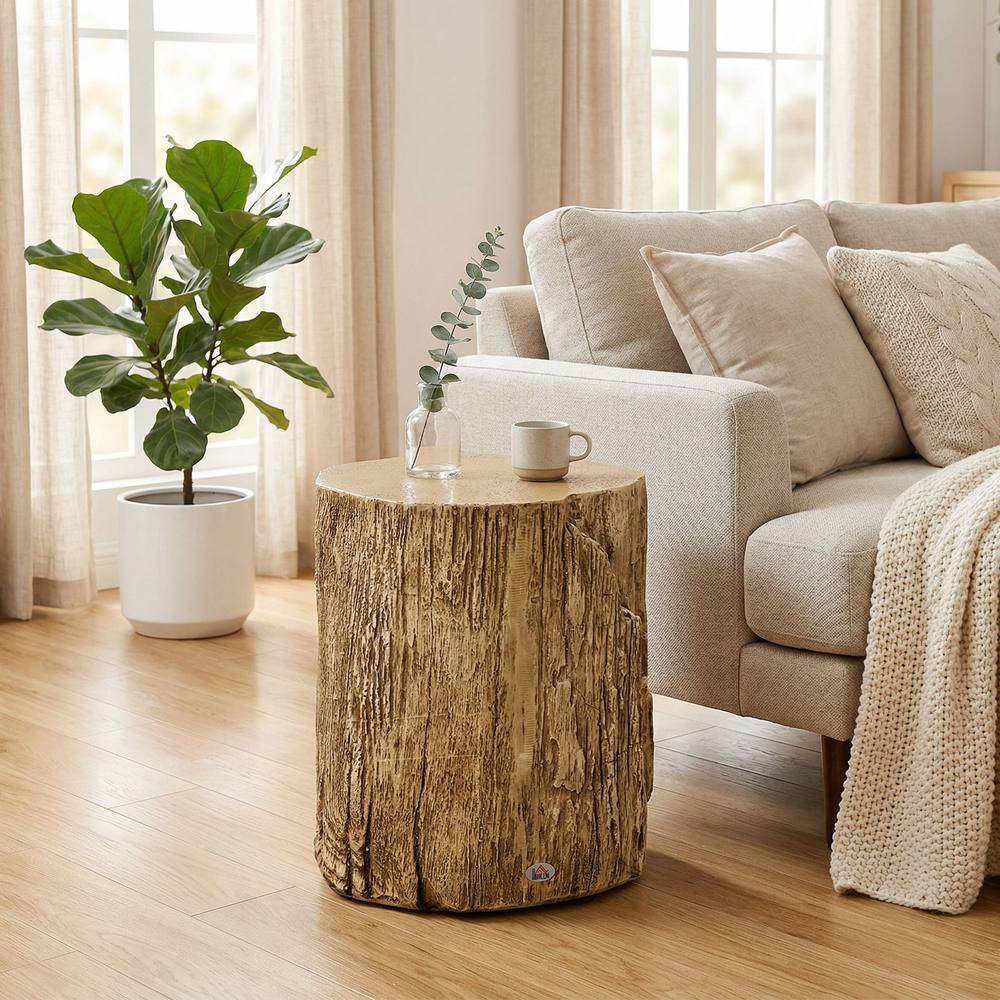 Homcom Concrete Side Tree Stump End Small Table