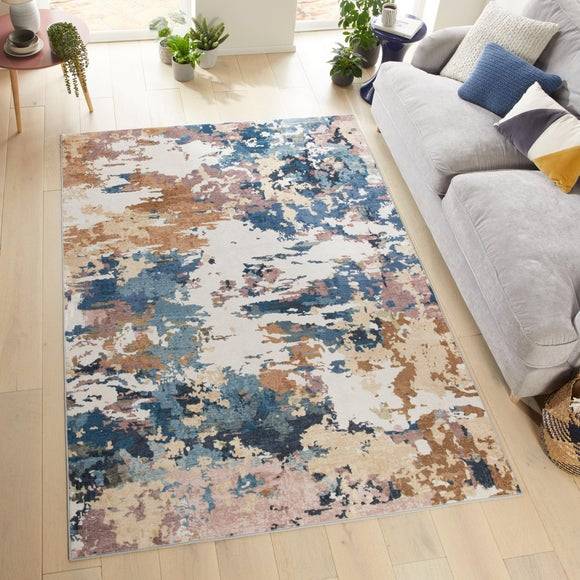 Concept Looms Liberty Abstract Washable Rug Blue