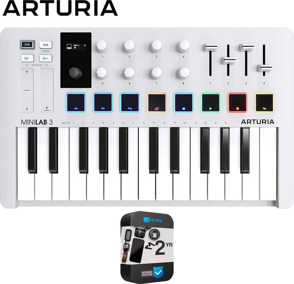 Arturia MiniLab 3 25-Key MIDI Controller Keyboard White