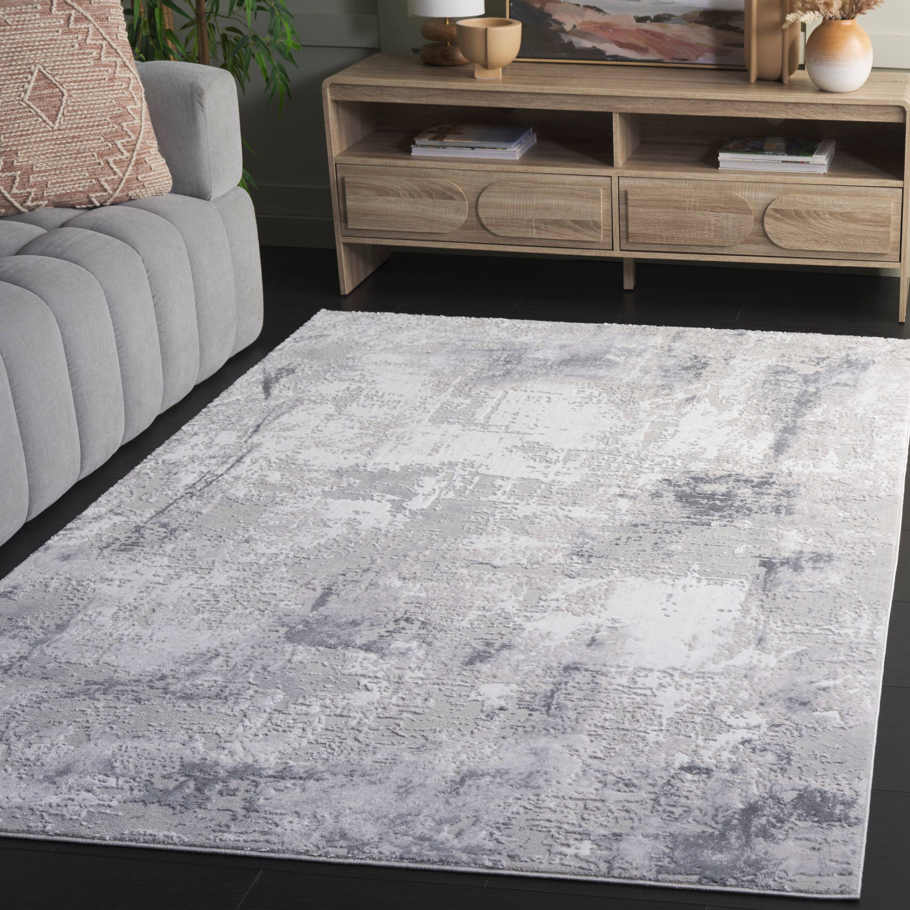 Safavieh Slate 710G Rectangular Area Rug Grey Ivory Gray