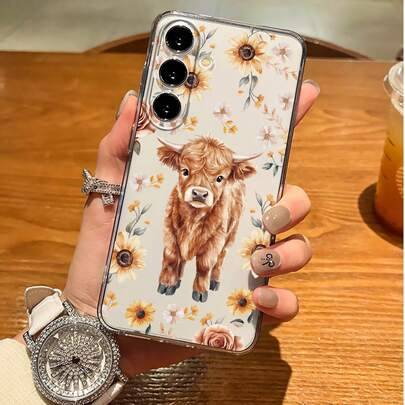 Shein Transparent Cartoon Ox Pattern Phone Case