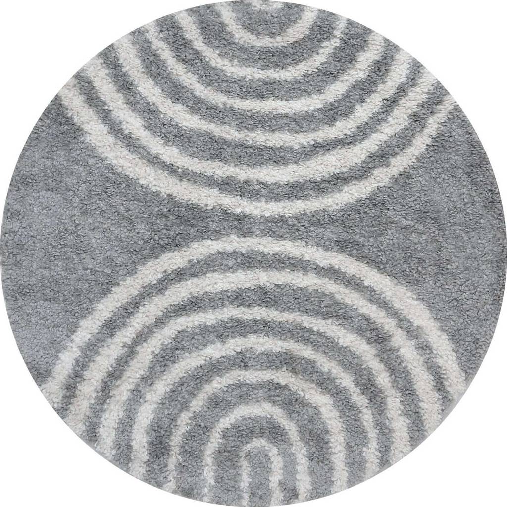 THE RUGS Moodi Modern Shaggy Area Rug Abstract Line Design 120 cm Grey