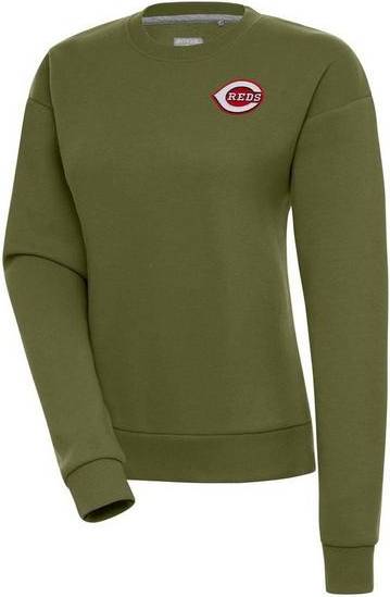 Reds Antigua Cincinnati Reds Left Chest Logo Victory Crew - Reds/Olive