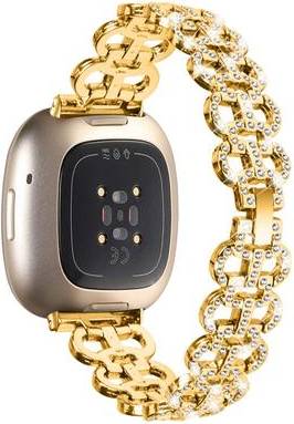 Fitbit Sense Versa 3 Rhinestone Décor Metal Strap Gold