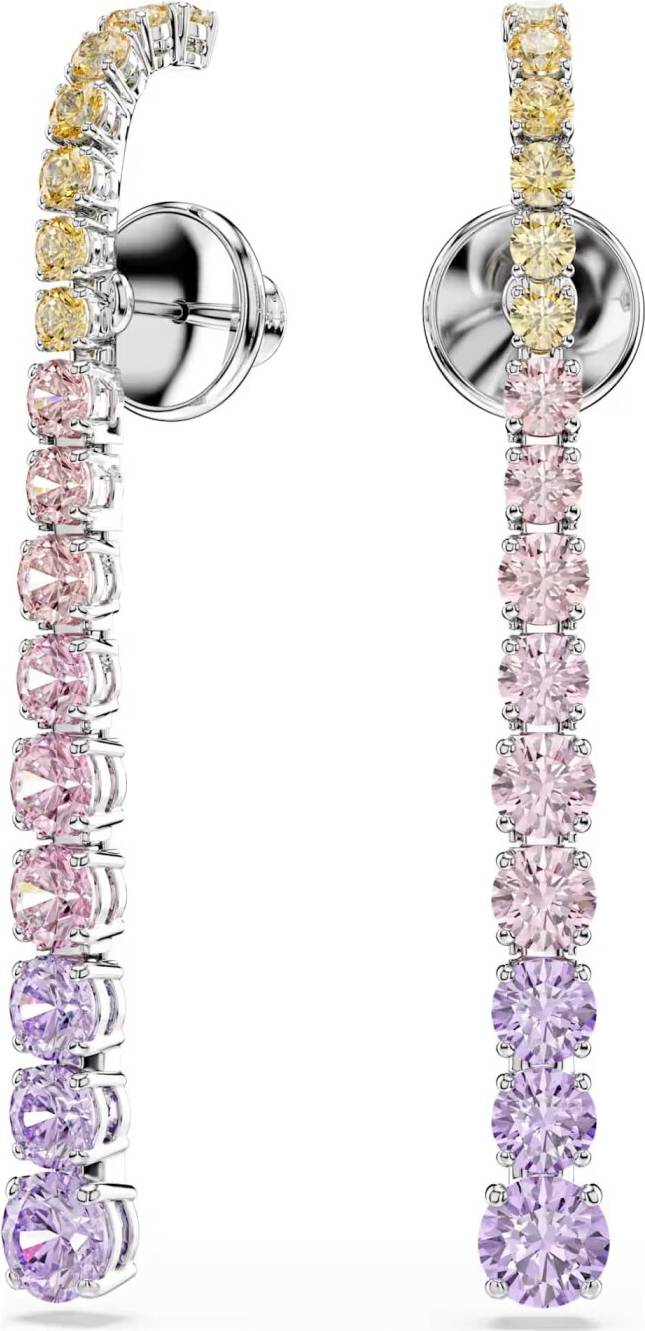 Swarovski Matrix Drop Earrings Gradient Round Cuts Rhodium Plated - Multicoloured